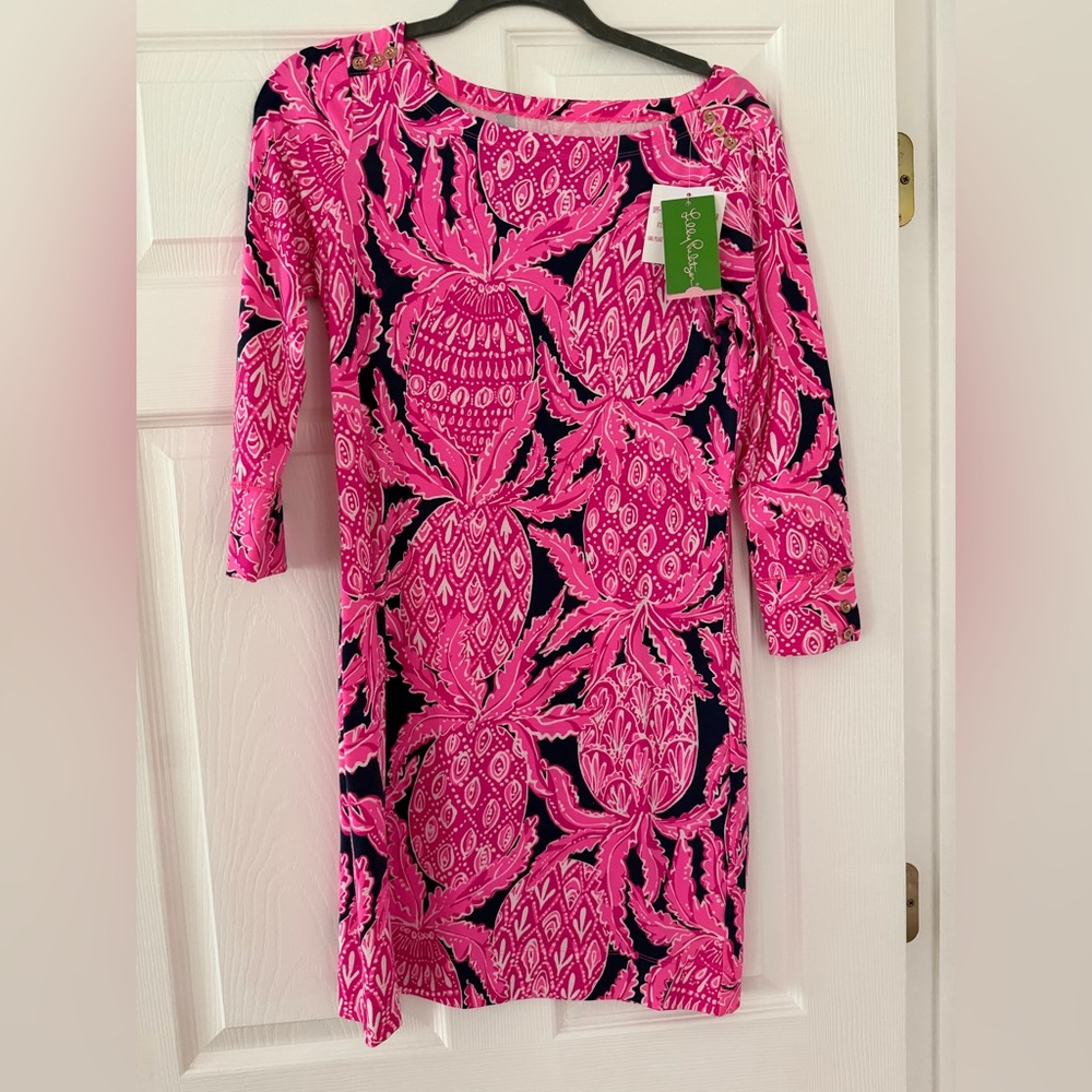Lilly Pulitzer Pink Pineapple print Rayon Blend Dress